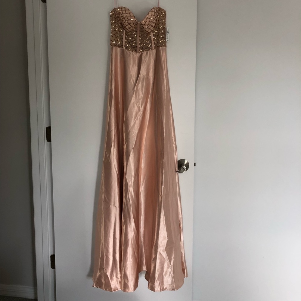Rose gold formal prom dress from Windsor.